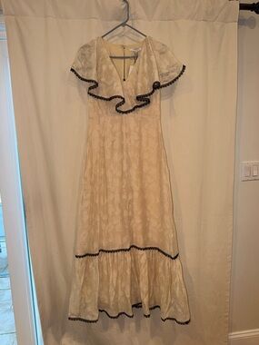 LK Bennett Cream Maxi Dress with Black Trim